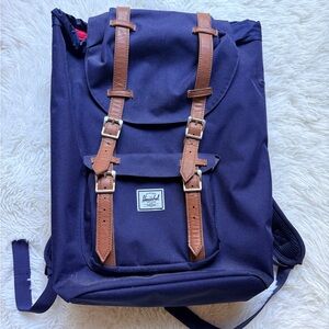 Herschel Supply Company Dark Blue Backpack with Tan Straps